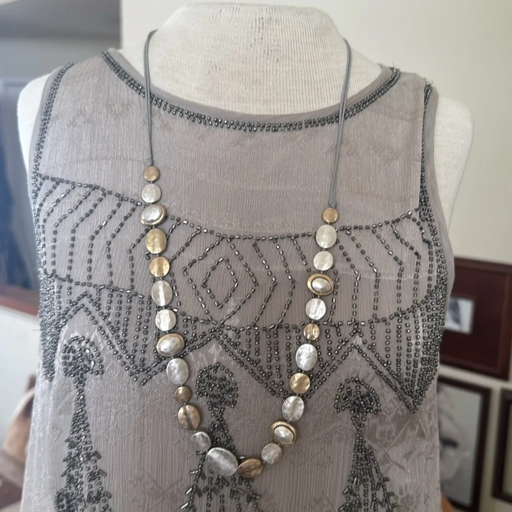 Elegant mixed metal Gold and Silver adjustable Necklace